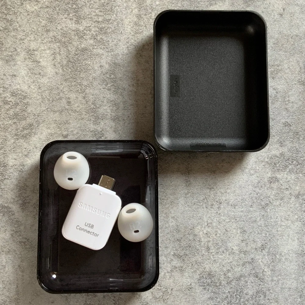 Samsung USB Connector, Ear Bud Covers and carrying Case